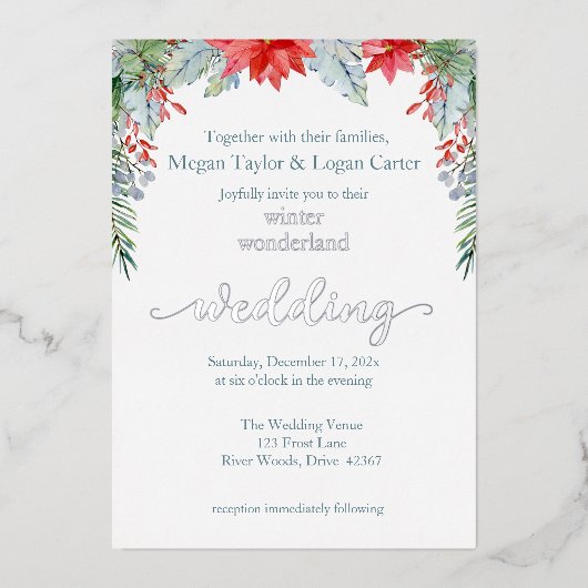 Winter Wonderland Faire-part de mariage Foil Invit (Recto)