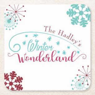 Winter Wonderland Feest Vierkante Kartonnen Onderzetter