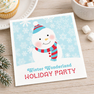 Winter Wonderland Feestje Sneeuwman Blauw Servetten