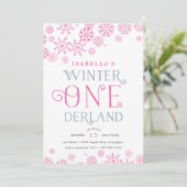 Winter Wonderland First Birthday Party Invitation (Debout devant)