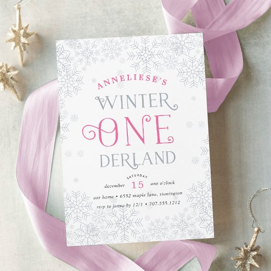 Winter Wonderland First Birthday Party Invitation