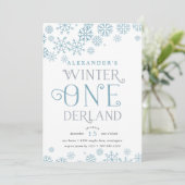 Winter Wonderland First Birthday Party Invitation (Debout devant)
