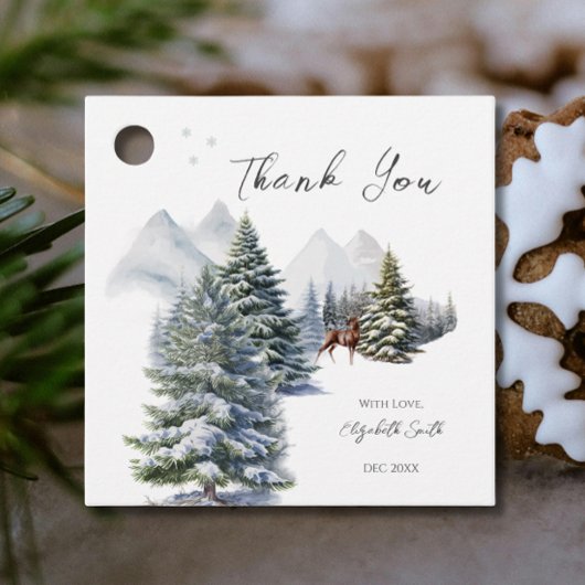 Winter Wonderland Forest Deer Het is koud buiten Bedankjes Labels