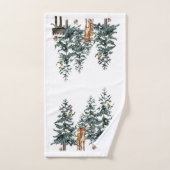 Winter Wonderland Forest Deer Pine Trees Bad Handdoek (Handdoek)