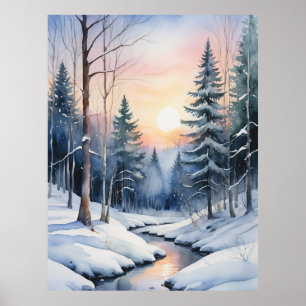 Winter Wonderland Forest Landschap Poster