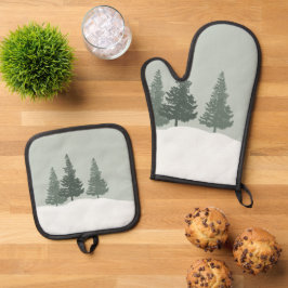 Winter Wonderland Forest Trees Ovenwant & Pannenlap Set