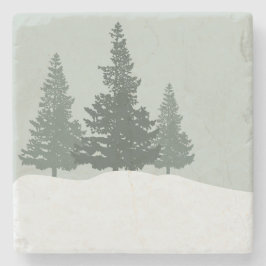 Winter Wonderland Forest Trees Stenen Onderzetter