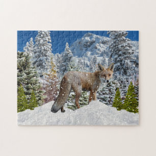 Winter Wonderland Fox in de sneeuw Legpuzzel