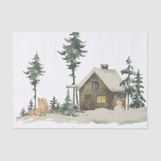 Winter Wonderland Foxes Decoupage Tissuepapier (Voorkant)