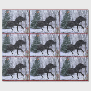 Winter Wonderland Friese paard inpakpapier