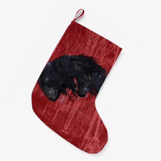 Winter Wonderland Friesian Horse 2 Stocking Kleine Kerstsok (Voorkant (Hangend))