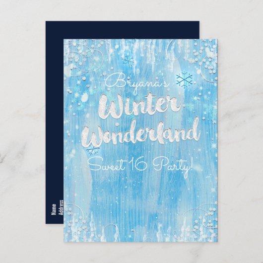 Winter Wonderland Frozen Blue Event Bewaar de datu Aankondigingskaart (Voorkant / Achterkant)