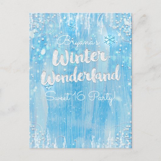 Winter Wonderland Frozen Blue Event Bewaar de datu Aankondigingskaart (Voorkant)