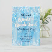 Winter Wonderland Frozen Ice Blue Party Invitation (Debout devant)