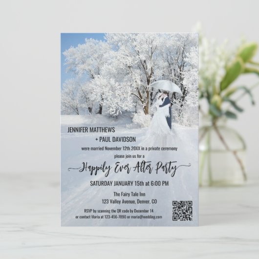 Winter Wonderland gelukkig ooit na bruiloft Kaart (Staand voorkant)