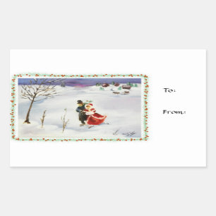 Winter Wonderland Gift Labels/Stickers Rechthoekige Sticker