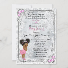 Winter Wonderland Girl Baby shower Invitation Pink Kaart
