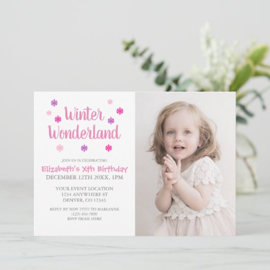 Winter Wonderland Girl Birthday Kaart (Staand voorkant)