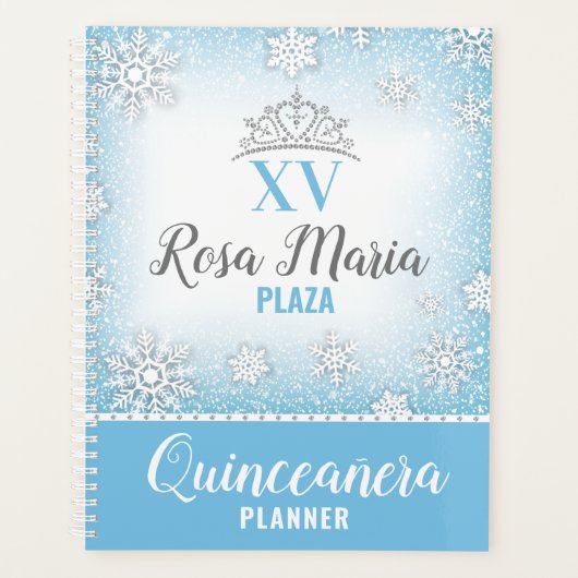 Winter Wonderland Glitter Quinceañera Planner (Voorkant)