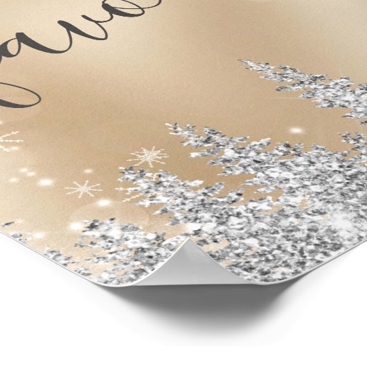 Winter Wonderland Gold Silver Vrijgezellenfeest Fa Poster (Hoek)