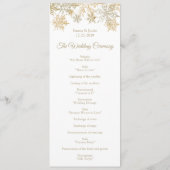 Winter Wonderland Goud Sneeuwvlokken Bruiloft Programma (Achterkant)