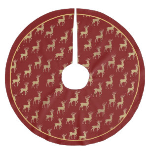 Winter Wonderland Gouden Rendier Op Rode Boomkleed Kerstboom Rok
