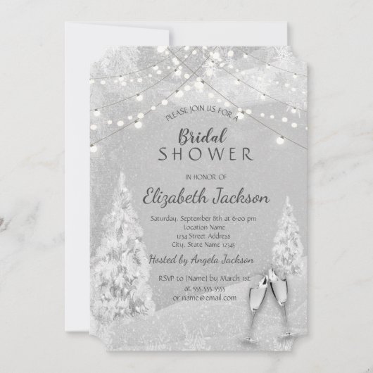 Winter Wonderland, grijze bruidsdouche dennenboom Kaart (Voorkant)