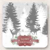 Winter Wonderland Hard plastic onderzetter - Rood (Voorkant)