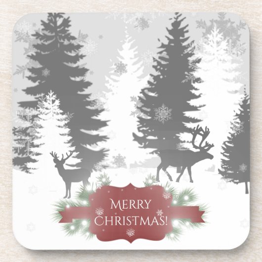 Winter Wonderland Hard plastic onderzetter - Rood (Voorkant)