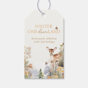 Winter Wonderland Herten Eerste Verjaardag Cadeaulabel