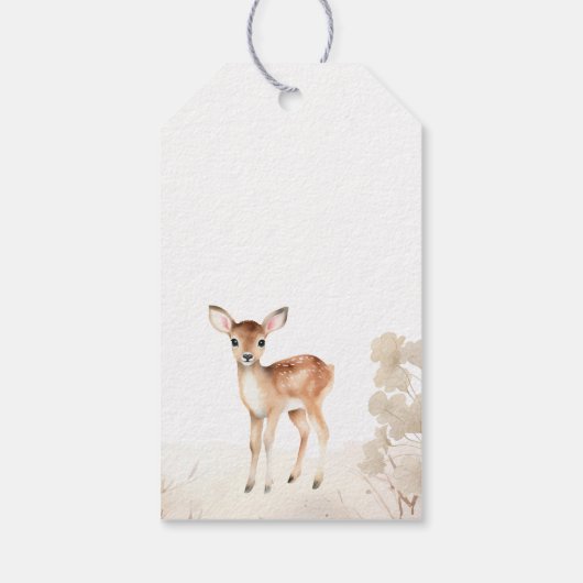 Winter Wonderland Herten Eerste Verjaardag Cadeaulabel (Achterkant)