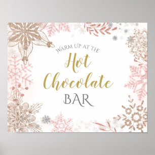 Winter Wonderland Hot Chocolate Pink Gold Poster