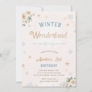 Winter Wonderland Ice Snow Princess Girl Birthday Kaart