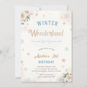 Winter Wonderland Ice Snow Princess Girl Birthday Kaart