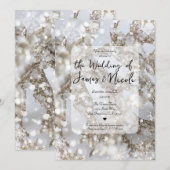Winter Wonderland Icicle Glitz Wedding Kaart (Voorkant / Achterkant)