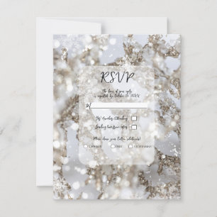 Winter Wonderland Icicle Glitz Wedding RSVP Kaart