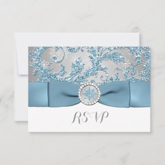 Winter Wonderland, IMPRIMÉ BUCKLE Wedding RSVP 3 (Devant)