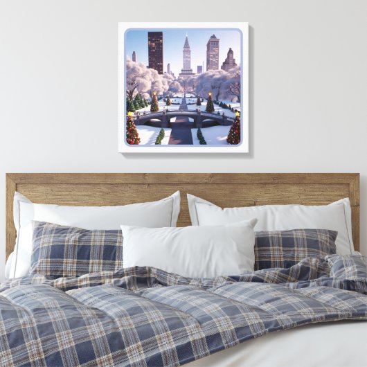 Winter Wonderland in de stad Canvas Afdruk (Insitu (Slaapkamer))
