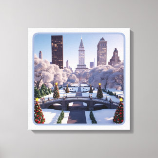 Winter Wonderland in de stad Canvas Afdruk