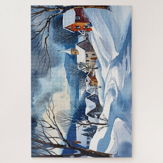 Winter Wonderland in een klein stadje Legpuzzel (Verticaal)