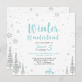 Winter Wonderland - Invitation Anniversaire de enf (Devant / Derrière)