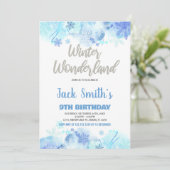 Winter Wonderland Invitations Blue Silver Snow (Debout devant)