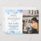 Winter Wonderland Invitations Blue Snow Photo (Devant)