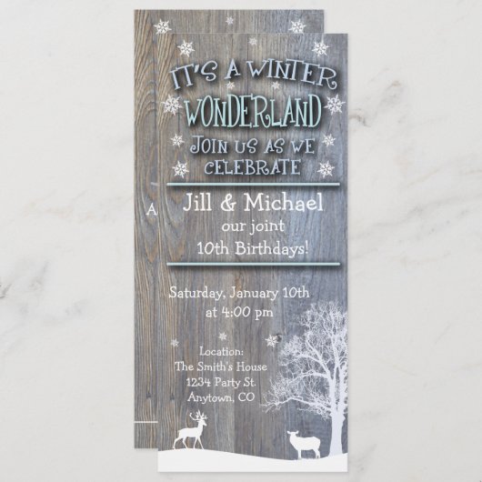 Winter Wonderland Invitations d'anniversaire conjo (Devant / Derrière)