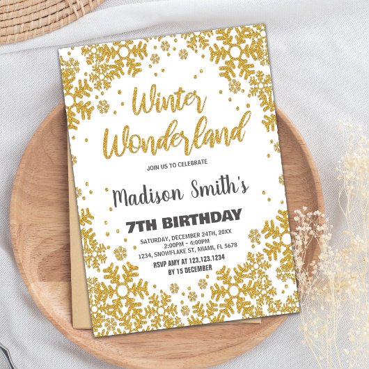 Winter Wonderland Invitations Gold Parties scintil