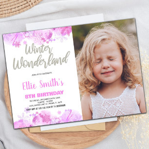 Winter Wonderland Invitations Neige rose avec phot