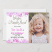 Winter Wonderland Invitations Neige rose avec phot (Devant)