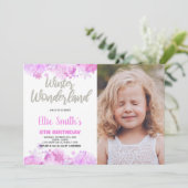 Winter Wonderland Invitations Neige rose avec phot (Debout devant)