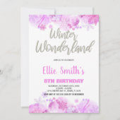Winter Wonderland Invitations Pink Silver Snow (Devant)