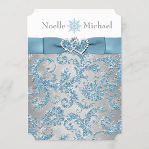 Winter Wonderland Joined Hearts Bruiloft uitnodige Kaart